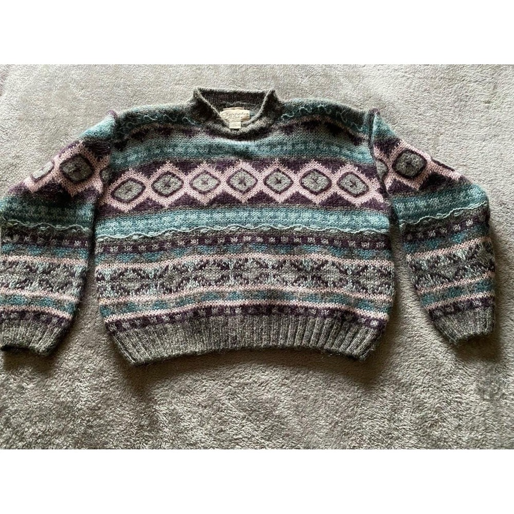 Vintage 90s Mohair Blend Sweater Crew Neck Pullover Large s54
